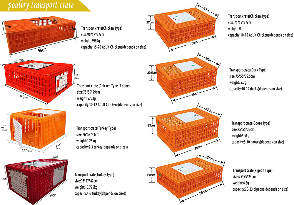 Chicken Transport Cage Foldable Poultry Farms Transport Boxes Plastic Broiler Adult Chicken Transfer Crate Ph-243