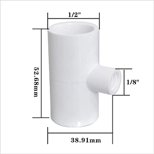 Chicken Waterer PVC Tee Fittings with 1/8" FTP Threads for 1/2" Plastic Pipe Schedule 40 for Poultry Auto-Fill Water Cups Watering Nipples PH-27