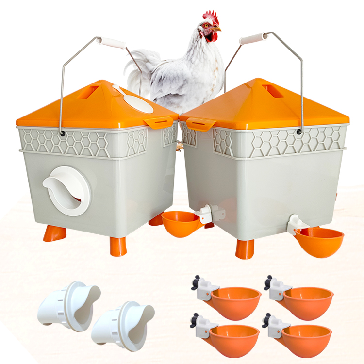 ​Backyard Rain Proof Poultry Feeder Port Automatic Chicken Feeder with Bucket